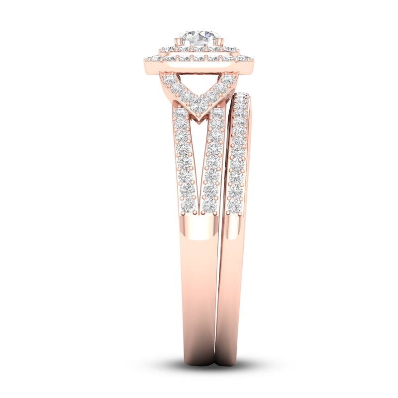 Main Image 4 of Diamond Bridal Set 5/8 ct tw Round 14K Rose Gold