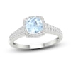 Thumbnail Image 1 of Natural Aquamarine Engagement Ring 1/3 ct tw Round/Cushion 14K White Gold