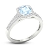 Thumbnail Image 2 of Natural Aquamarine Engagement Ring 1/3 ct tw Round/Cushion 14K White Gold