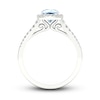 Thumbnail Image 3 of Natural Aquamarine Engagement Ring 1/3 ct tw Round/Cushion 14K White Gold