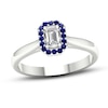 Thumbnail Image 0 of Diamond & Natural Blue Sapphire Engagement Ring 1/4 ct tw Emerald-cut 14K White Gold