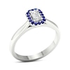 Thumbnail Image 1 of Diamond & Natural Blue Sapphire Engagement Ring 1/4 ct tw Emerald-cut 14K White Gold