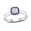 Thumbnail Image 1 of Diamond & Natural Blue Sapphire Engagement Ring 1/4 ct tw Round 14K White Gold