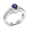 Thumbnail Image 2 of Diamond & Natural Blue Sapphire Engagement Ring 1/3 ct tw Round 14K White Gold