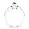 Thumbnail Image 3 of Diamond & Natural Blue Sapphire Engagement Ring 1/3 ct tw Round 14K White Gold