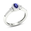 Thumbnail Image 1 of Diamond & Natural Blue Sapphire Engagement Ring 1/5 ct tw Round 14K White Gold