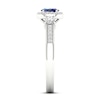 Thumbnail Image 3 of Diamond & Natural Blue Sapphire Engagement Ring 1/5 ct tw Round 14K White Gold