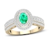 Thumbnail Image 1 of Diamond & Natural Emerald Engagement Ring 3/8 ct tw Round 14K Yellow Gold