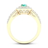 Thumbnail Image 3 of Diamond & Natural Emerald Engagement Ring 3/8 ct tw Round 14K Yellow Gold