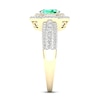 Thumbnail Image 4 of Diamond & Natural Emerald Engagement Ring 3/8 ct tw Round 14K Yellow Gold