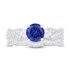 Thumbnail Image 1 of Natural Blue Sapphire Bridal Set 3/8 ct tw Diamonds 14K White Gold