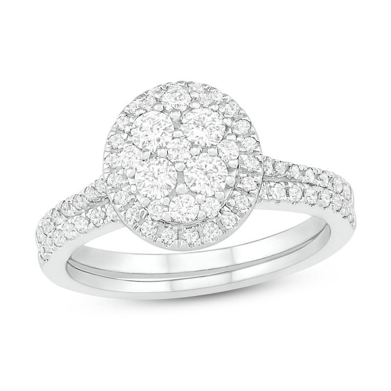 Main Image 1 of Diamond Bridal Set 7/8 ct tw Round 14K White Gold