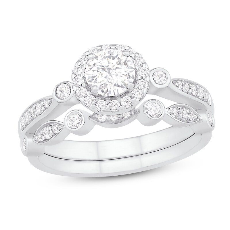 Diamond Bridal Set 5/8 ct tw Round-cut 10K White Gold