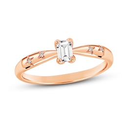 Diamond Engagement Ring 1/3 ct tw Round/Emerald 14K Rose Gold