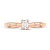 Thumbnail Image 3 of Diamond Engagement Ring 1/3 ct tw Round/Emerald 14K Rose Gold