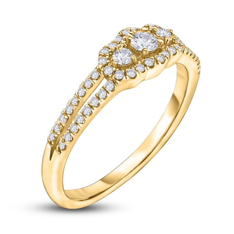 Main Image 2 of Diamond 3-Stone Ring 1/3 ct tw Round 14K Yellow Gold