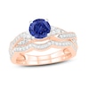 Thumbnail Image 0 of Natural Blue Sapphire Bridal Set 3/8 ct tw Diamonds 14K Rose Gold