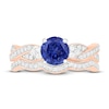 Thumbnail Image 1 of Natural Blue Sapphire Bridal Set 3/8 ct tw Diamonds 14K Rose Gold