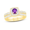 Thumbnail Image 1 of Natural Amethyst Bridal Set 1/3 ct tw Diamonds 14K Yellow Gold