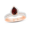 Thumbnail Image 1 of Natural Garnet Bridal Set 1/3 ct tw Diamonds 14K Rose Gold