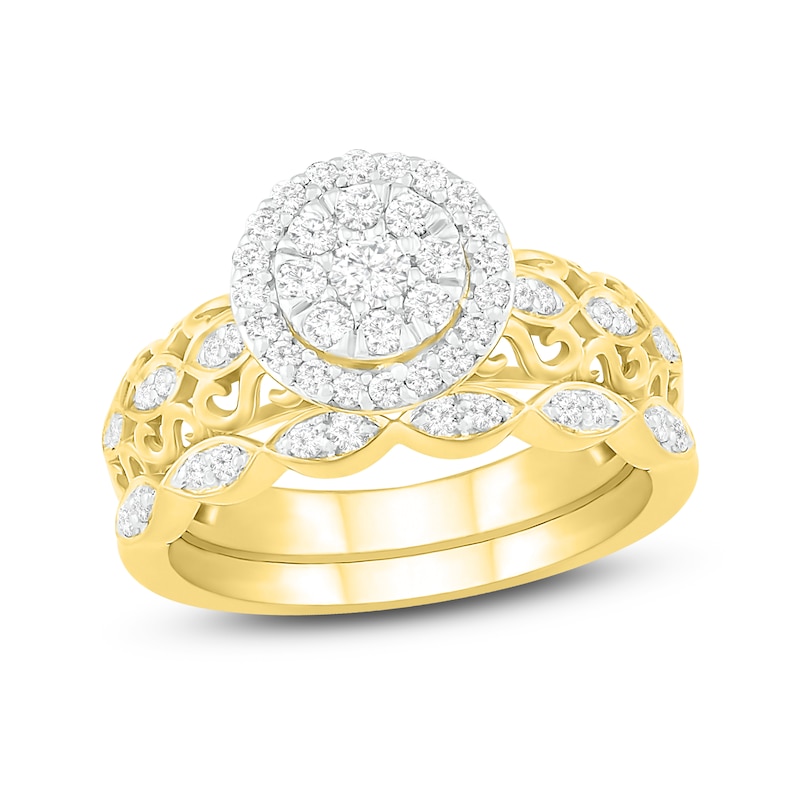 Main Image 1 of Diamond Bridal Set 3/8 ct tw Round 14K Yellow Gold