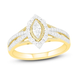 Diamond Engagement Ring 3/4 ct tw Marquise/Round 14K Yellow Gold