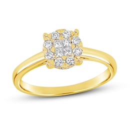 Diamond Engagement Ring 3/8 ct tw Round/Princess 14K Yellow Gold