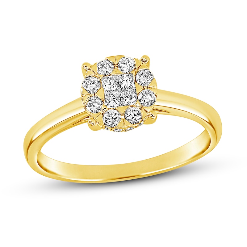 Main Image 1 of Diamond Engagement Ring 3/8 ct tw Round/Princess 14K Yellow Gold