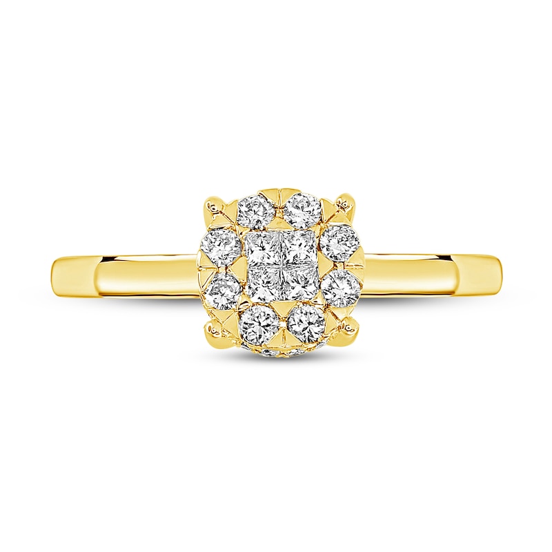 Main Image 3 of Diamond Engagement Ring 3/8 ct tw Round/Princess 14K Yellow Gold