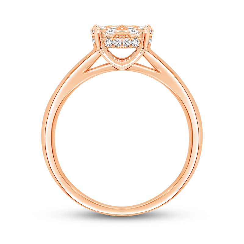 Diamond Engagement Ring 3/8 ct tw Round/Princess 14K Rose Gold