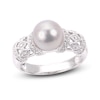 Thumbnail Image 1 of Akoya Cultured Pearl Engagement Ring 1/8 ct wt Diamonds 14K White Gold