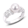 Thumbnail Image 2 of Akoya Cultured Pearl Engagement Ring 1/8 ct wt Diamonds 14K White Gold