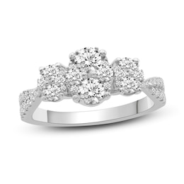 Diamond 3-Stone Engagement Ring 1 ct tw Round 14K White Gold