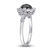 Thumbnail Image 3 of Black Diamond Engagement Ring 1 ct tw Round/Oval 14K White Gold