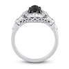 Thumbnail Image 4 of Black Diamond Engagement Ring 1 ct tw Round/Oval 14K White Gold