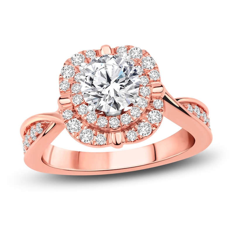 Diamond Engagement Ring 1-3/8 ct tw Round 14K Rose Gold