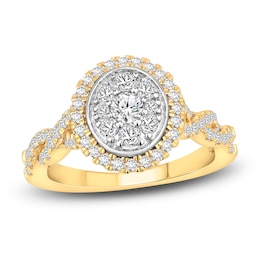 Diamond Engagement Ring 7/8 ct tw Round 14K Two-Tone Gold