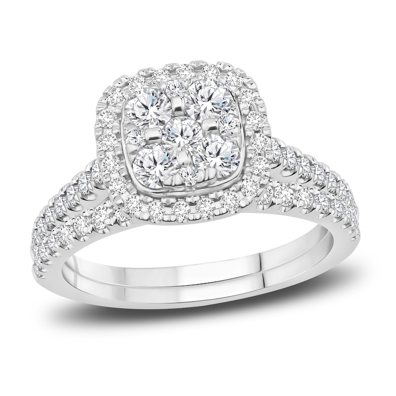 Main Image 1 of Diamond Bridal Set 1-1/5 ct tw Round 14K White Gold