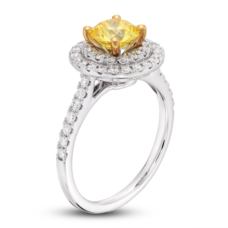 Yellow Lab-Created Diamond Engagement Ring 1-1/2 ct tw Round 14K Two-Tone