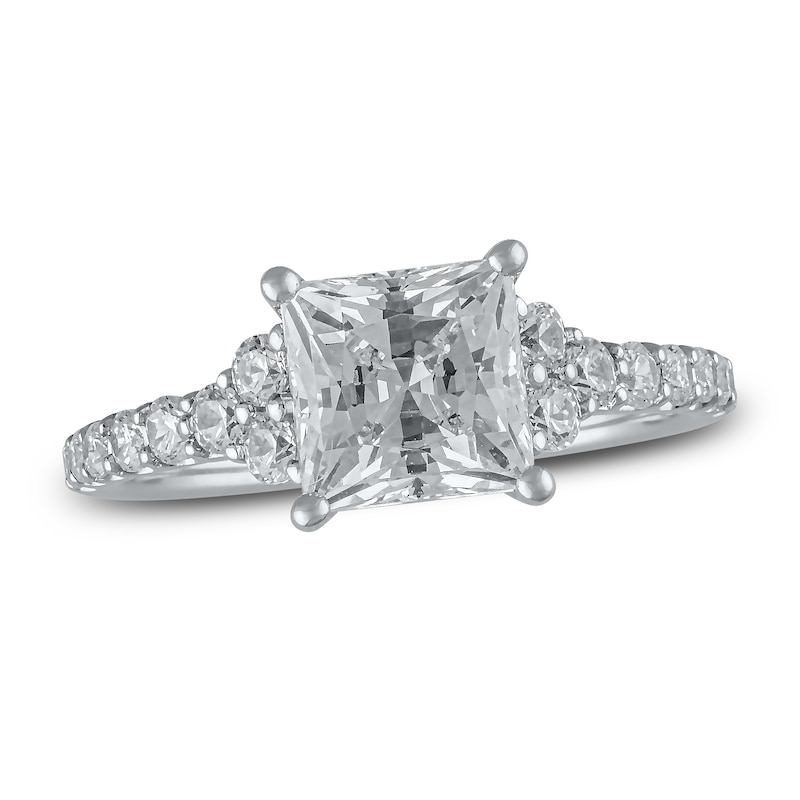 Lab-Created Diamond Engagement Ring 2 ct tw Princess/Round 14K White Gold