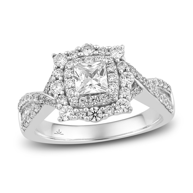 Main Image 1 of Diamond Engagement Ring 1-1/4 ct tw Princess/Round 14K White Gold