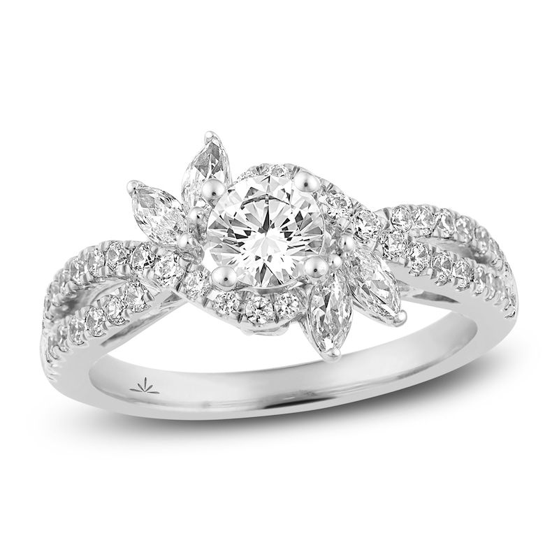 Diamond Engagement Ring 1-1/6 ct tw Round/Marquise 14K White Gold