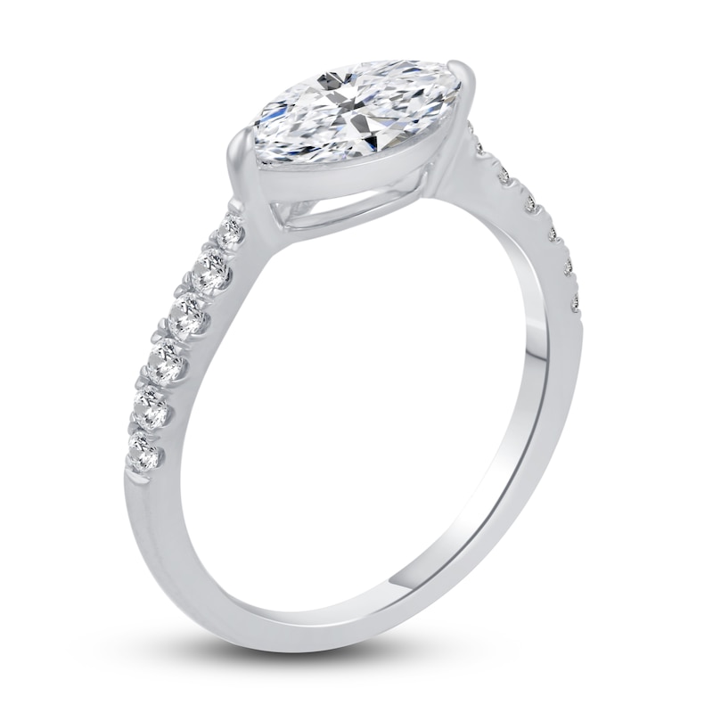 Main Image 2 of Diamond Engagement Ring 1-1/5 ct tw Marquise/Round 14K White Gold