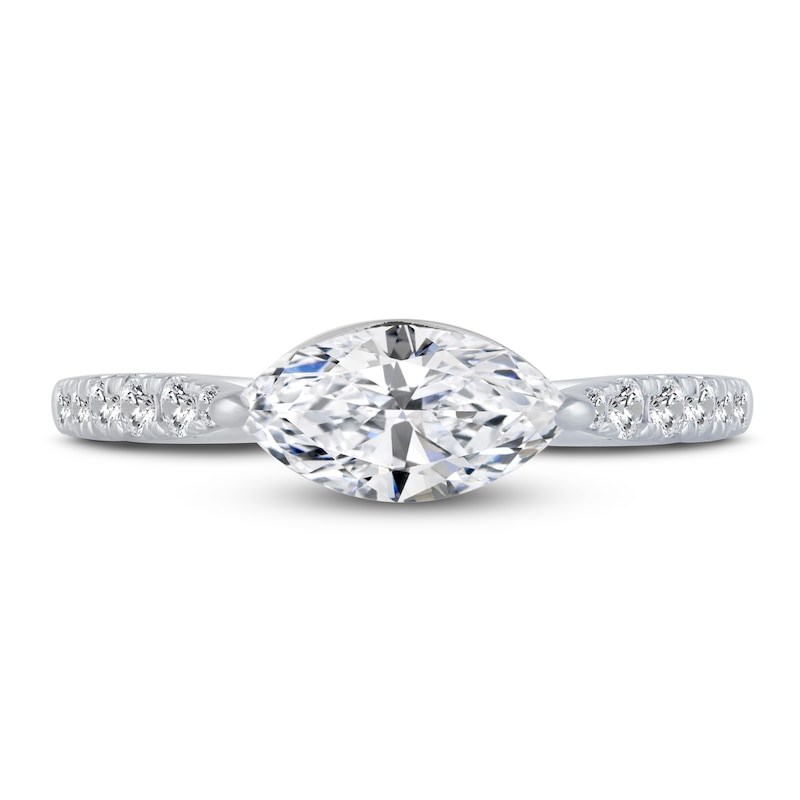 Main Image 3 of Diamond Engagement Ring 1-1/5 ct tw Marquise/Round 14K White Gold