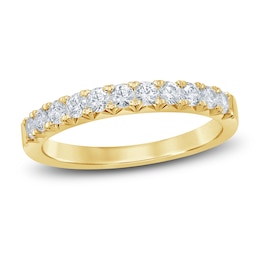 French Pave Diamond Anniversary Band 1/2 ct tw Round 14K Yellow Gold