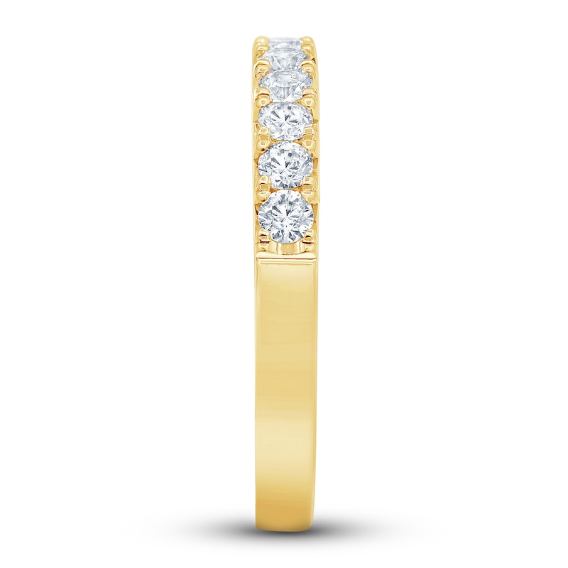 French Pave Diamond Anniversary Band 1/2 ct tw Round 14K Yellow Gold