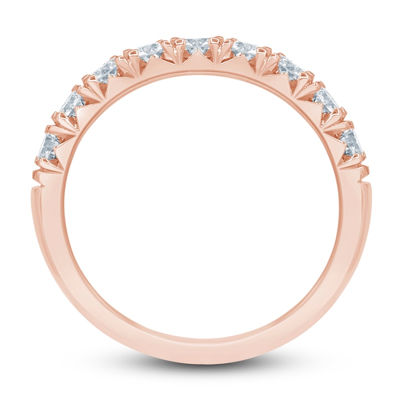 French Pave Diamond Anniversary Band 1 ct tw Round 14K Rose Gold