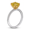 Thumbnail Image 2 of Yellow Lab-Created Diamond Engagement Ring 2 ct tw Round/Cushion 14K Two-Tone