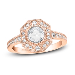ArtCarved Rose-Cut Diamond Engagement Ring 3/4 ct tw 14K Rose Gold