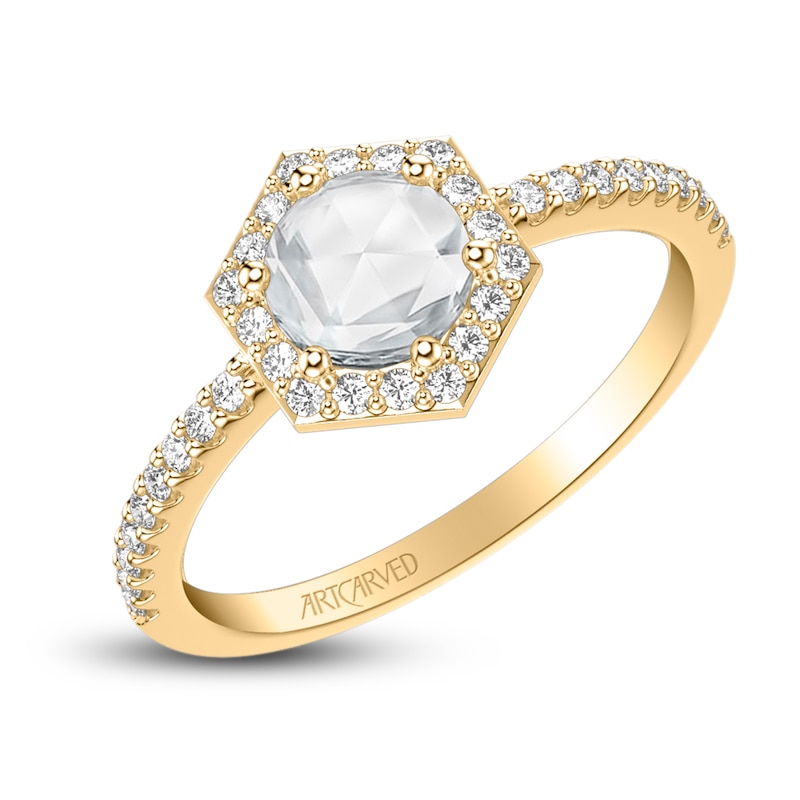 Main Image 3 of ArtCarved Rose-Cut Diamond Engagement Ring 3/4 ct tw 14K Yellow Gold